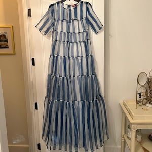 STAUD Hyacinth Dress SMALL Painted Stripe blue NWT